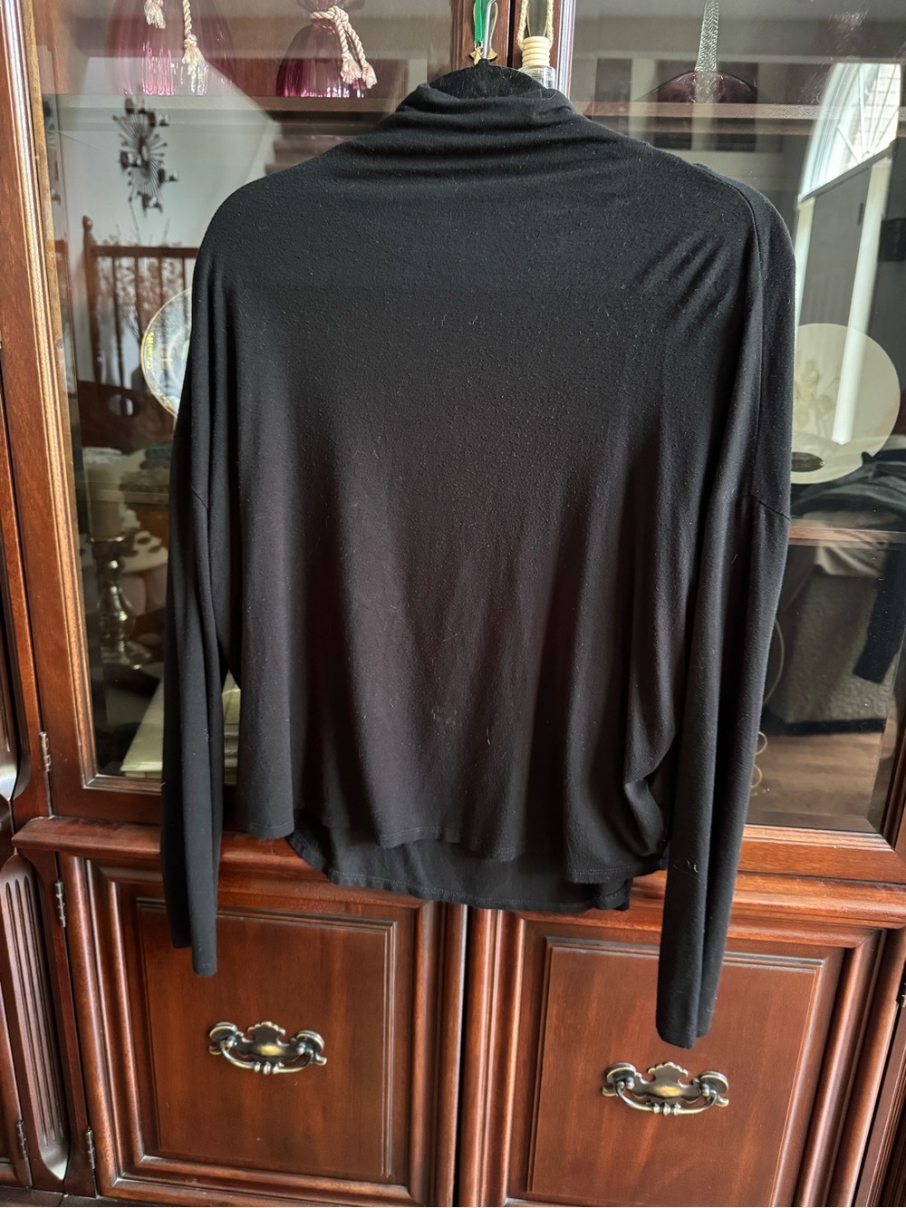 Babaton Black Draped Long-Sleeve Top